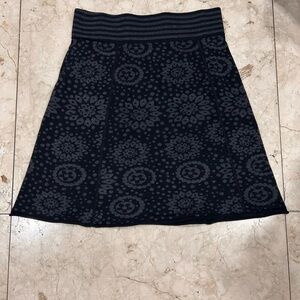 Dakini Black Patterned A-Line Skirt